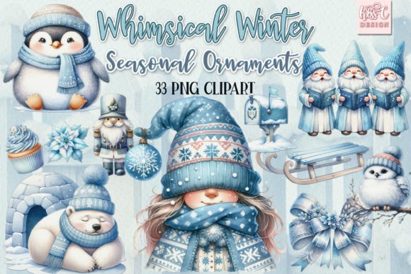 Download Whimsical Winter Seasonal Ornaments PNG - Winter Collection