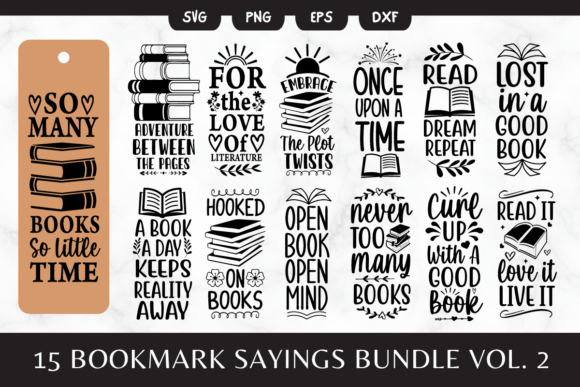 Download 15 Bookmark SVG | Book Lovers Sayings 2 - Lover Collection