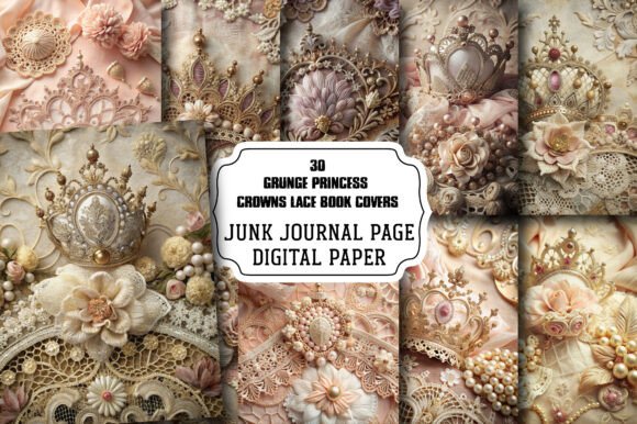 Download Grunge Princess Crowns Lace Book Covers - Premium Bundle
