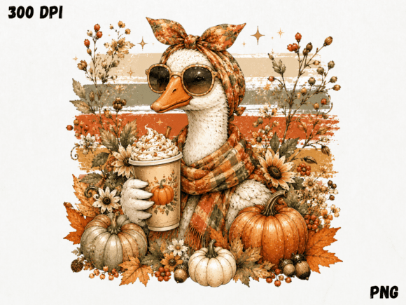 Download Fall Goose Coffee Lover PNG, Autumn Goos - Lover Collection