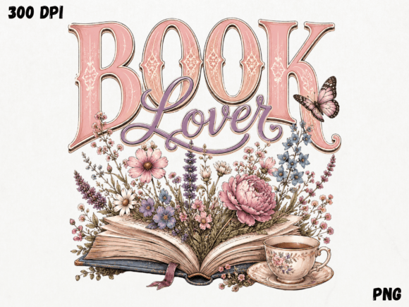 Download Book Lover Floral PNG, Reading Lover Sub - Lover Collection