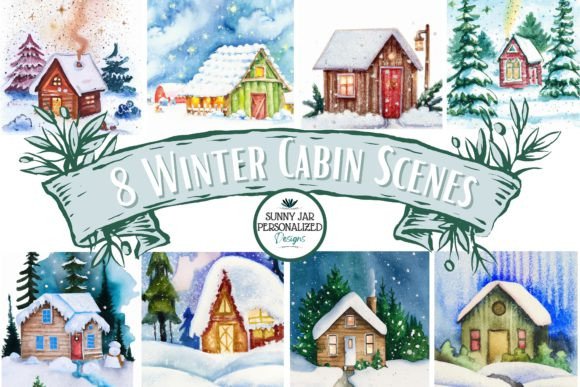 Download Painted Winter Cabin Scenes - Premium Resources